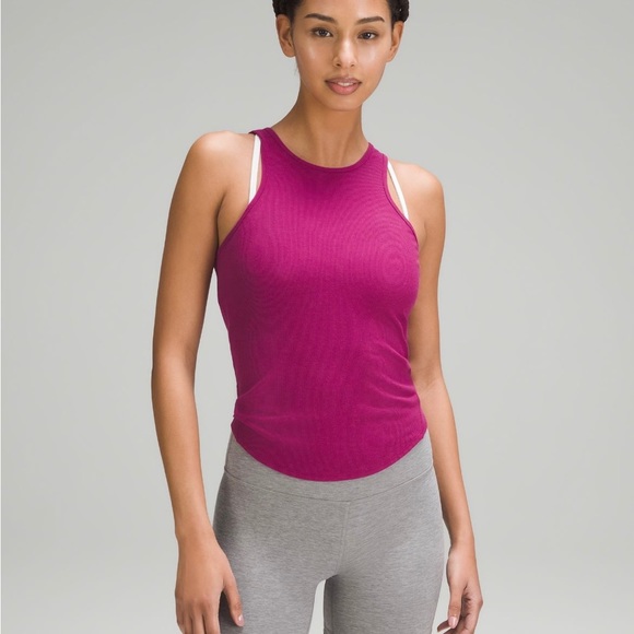 NWT Lululemon Modal Silk Twist Back Yoga Tank Top Size 14 Magenta Purple - Picture 7 of 11